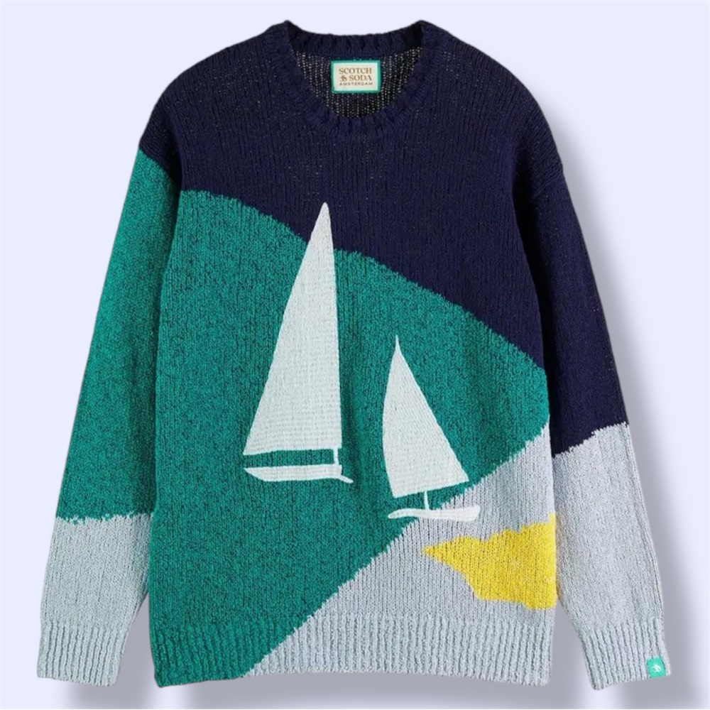 Scotch & Soda Mélange Boat Art Crewneck Sweater